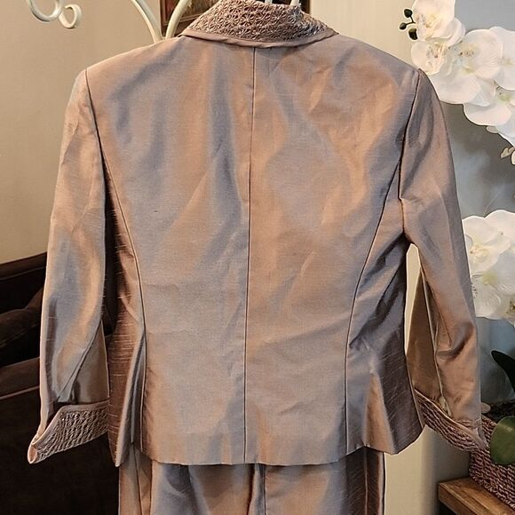 KM collection size 8P long formal dress and jacket taupe gold champagne color - Picture 3 of 16